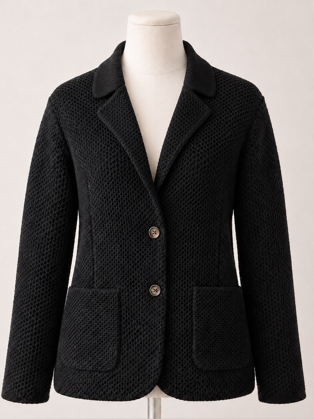 Eleventy Made in Italy 100% Virgin Wool Textured Knit Jacket Cardigan XXL Black